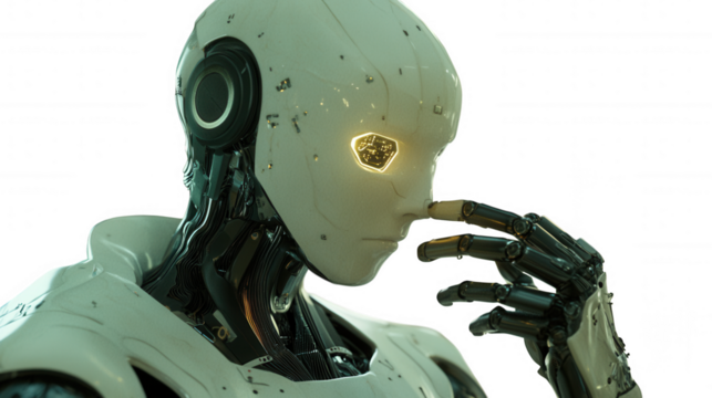 Futuristic Robot Thought isolated on Transparent Background PNG