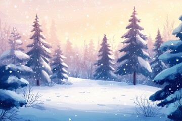 Obraz premium Beautiful winter landscape with snow covered trees.Christmas background with generative ai