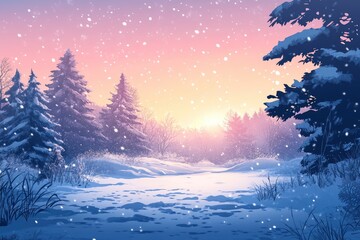 Fototapeta premium Beautiful winter landscape with snow covered trees.Christmas background with generative ai