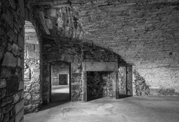 Fireplace in a historic castle.