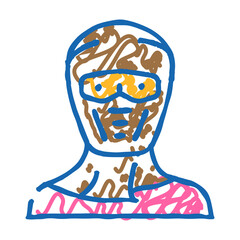 ninja mask face doodle icon sketch vector. ninja mask face sign. isolated symbol illustration