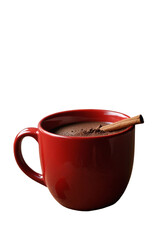 hot christmas or winter drink hot chocolate with spices, isolated on white 