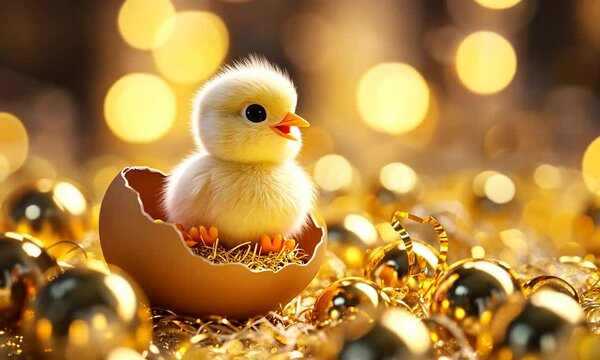 Adorable Chick in Egg Shell