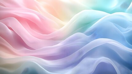 Obraz premium Soft, flowing pastel fabric in shades of pink, blue, and green, creating a dreamy and ethereal background.