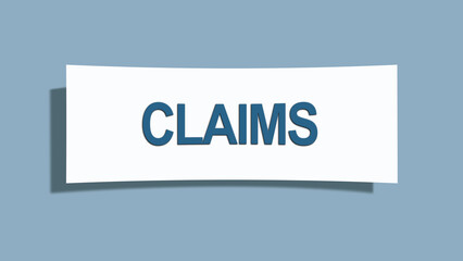 Claims. A card isolated on blue background.