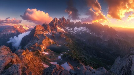 Majestic Mountain Range at Sunset
