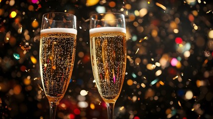 Celebratory Bubbly Toast Sparkling Champagne Glasses Festive Party Decorations