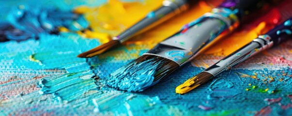 Obraz premium Digital art supplies with vibrant designs, innovative and artistic, Digital, Bright hues, Photograph, Creative tools