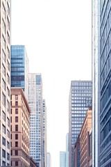 Photorealistic depiction of modern skyscrapers showcasing contemporary urban architecture in a cityscape setting