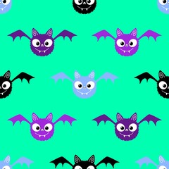 Fototapeta premium Halloween animals seamless bats vampire pattern for wrapping paper and fabrics