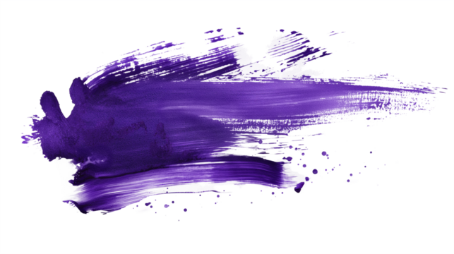 Purple stroke of paint isolated on transparent and white background, cut out png