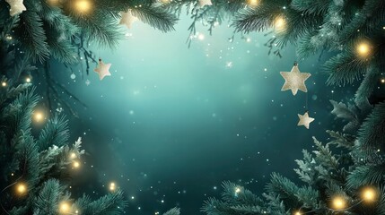 Fototapeta premium Christmas and new year background concept. Top view of Christmas ball, christmas brance, star and snowflake on dark background. with generative ai