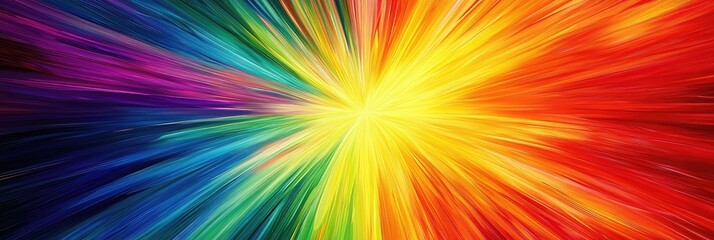 A radial rainbow burst, with colors radiating from the center in a sunburst pattern