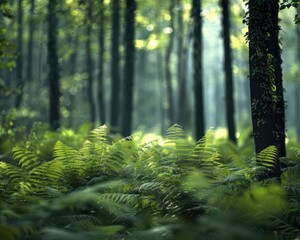 Forest ecosystems with dynamic scenes, natural and vibrant, Nature, Soft greens, Photograph, Wildlife protection