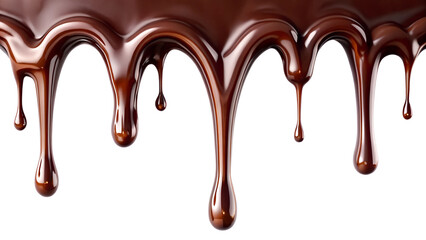 Dark chocolate drips isolated on white background