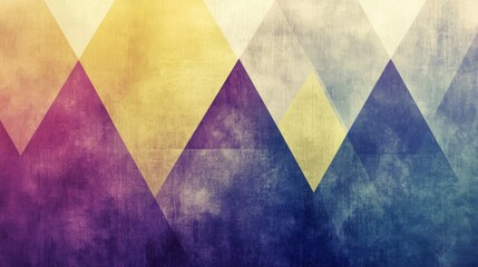 blending pastel hues of yellow, purple, and blue Tones Geometric Triangles Grainy Texture. background with Subtle Gradients and Muted Colors 