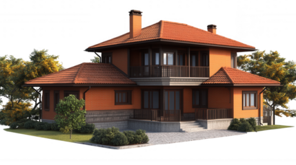 Modern Family House isolated on Transparent Background PNG