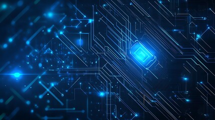 Glowing Words on Modern Blue Digital Board with High Tech Look photo