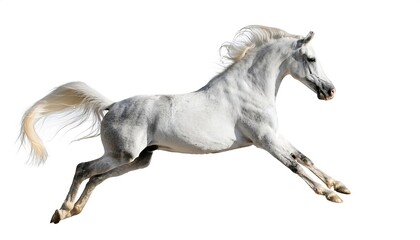 white Arabian or Arab horse and one of the most easily recognizable horse breeds in the world dominate endurance riding and compete today in many other fields of equestrian sport. isolated on white