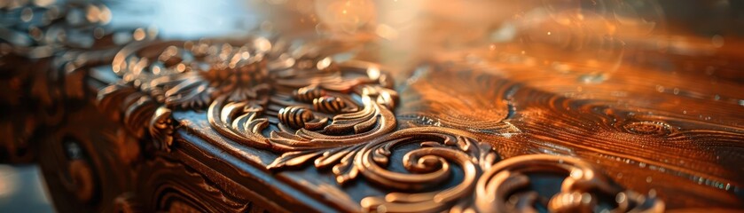 Handcrafted furniture making with intricate designs, artistic and rustic, Artisan, Soft tones, Photograph, Handmade beauty