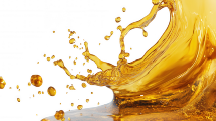 Golden Liquid Splash isolated on Transparent Background PNG