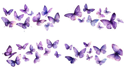 purple butterflies isolated on transparent background,PNG