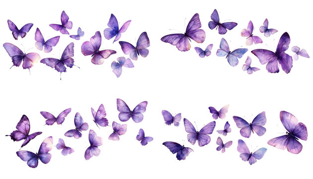 Fototapeta purple butterflies isolated on transparent background,PNG