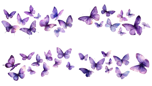 purple butterflies isolated on transparent background,PNG