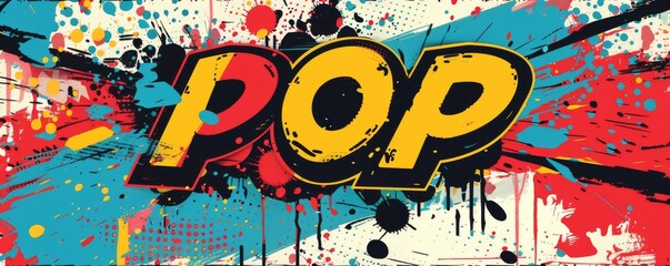 Abstract pop art background with "POP" inside. Dynamic visuals, Bold graphics, Colorful vector