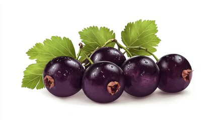 ai generated illustration black currant fruit isolated on white background.