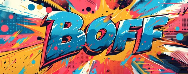 Energetic pop art background with "BOFF" inside. Bold graphics, Colorful patterns, Dynamic vector
