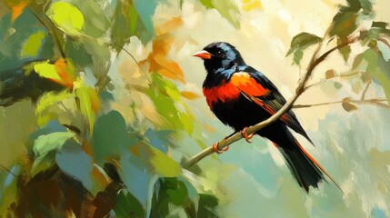 A Vibrant Bird Perched on a Branch