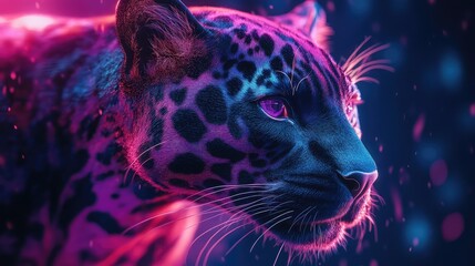  Beautiful, Epic, Artistic, and Unique Illustration of a Panther Animal Cinematic Adventure: Abstract 3D Wallpaper Background with Majestic Wildlife and Futuristic Design