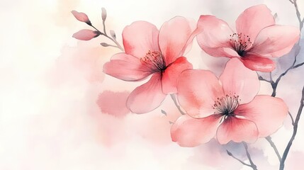 Beautiful Watercolor Artwork with Flowers, Featuring Elegant Floral Elements and Botanical Background Design