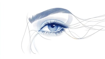 Fototapeta premium Modern Illustration Sketch of a Continuous One Line Eye - Minimalist and Artistic Design for Contemporary Art Projects and Visual Concepts