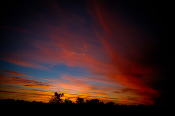 Pink, blue and gold sunset