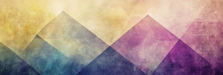 blending pastel hues of yellow, purple, and blue Tones Geometric Triangles Grainy Texture. background with Subtle Gradients and Muted Colors 