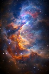 Obraz premium A breathtaking view of a nebula in deep space, with vibrant colors and a multitude of stars scattered across the cosmic expanse.