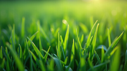 Fototapeta premium Sunlit Green Grass Close-Up