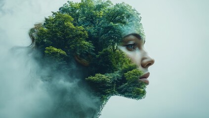 Woman and Nature Double Exposure