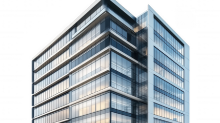 Modern Glass Building isolated on Transparent Background PNG