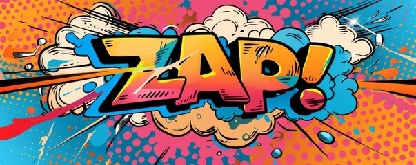 Energetic pop art background with "ZAP" inside. Comic book style, Explosion theme, Bright vector