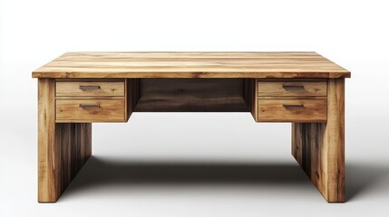 Desk front view full length isolate on transparency background