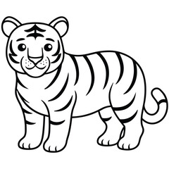 Obraz premium Animal Tiger Cutter Friendly Vector Illustration, Cartoons, Clipart And Line Art Design, Animal Tiger Cutter friendly vector design for cartoons, clipart, and line art projects
