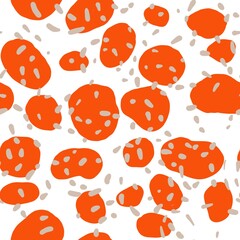 Seamless abstract textured pattern. Simple background beige, orange, white. Ovals, rings, lines. Digital brush strokes. Design for textile fabrics, wrapping paper, background, wallpaper, cover.