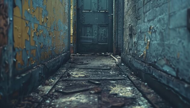 Urban exploration of abandoned buildings, eerie and adventurous, Urban, Cool tones, Photograph, Forgotten places