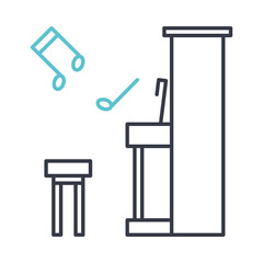 Piano. The concept of playing a musical instrument. minimalistic line icon