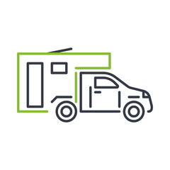 Camping car - minimalistic line icon