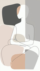 Geometric shapes with outline of woman