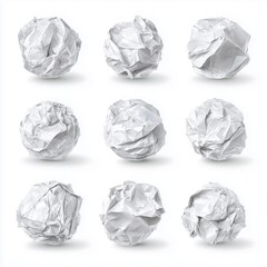 Fototapeta premium Set of crumpled paper balls isolated on white background.